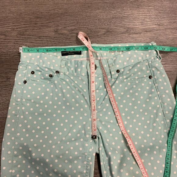 J.Crew Matchstick Jeans Women's Size 27 Mint Green Polka Dots Cropped Pants - Picture 6 of 10